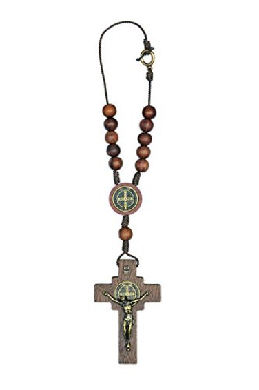 Intercession Car Rearview Mirror Rosary ,St Benedict