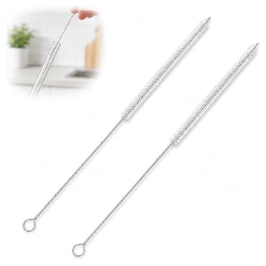 Podoy Straw Brush Pipe Cleaner 18" White Nylon Bristle Wire Brush ,2 Pack