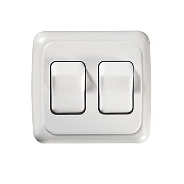 RV Designer S533 - White Double Contoured Wall Switch, On/Off - SPST