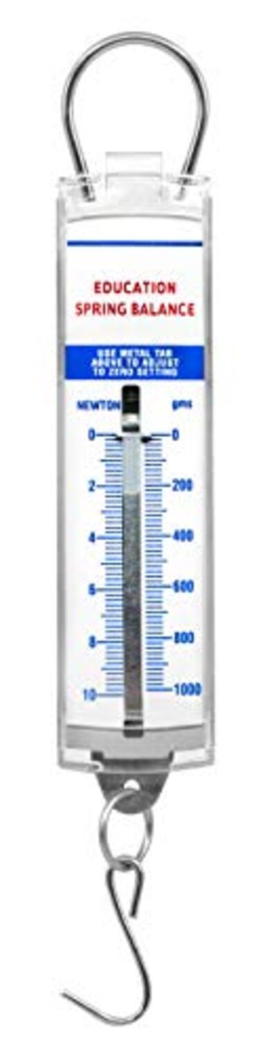 EISCO Premium Spring Balance, 0-1000g / 0-10N - High Resolution, Dual Transparent Scale, NewtonsGrams - Zero Calibration Capability - Acrylic Body - Eisco Labs