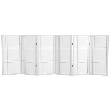 Red Lantern 3 ft. Short Double Cross Shoji Screen - White - 6 Panels