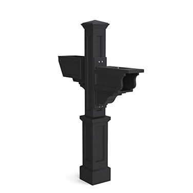 Mayne Signature Decorative Mail Post with Newspaper HolderPlanter, Black