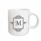 3dRose Initial Letter M Monogrammed Black White Typography 11oz Mug