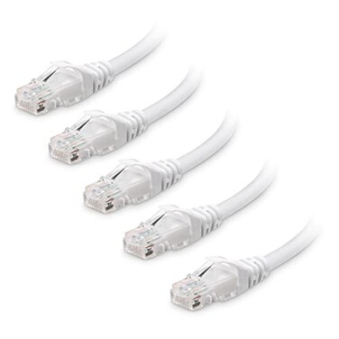 Cable Matters 10Gbps 5-Pack Snagless Cat 6 Ethernet Cable, 5ft, White