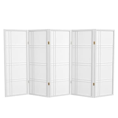 Red Lantern 4 ft. Short Double Cross Shoji Screen - White - 6 Panels