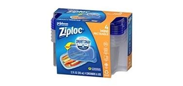 Ziploc Container, Medium Rectangle, 1.5 Cups, 4 Count ,Pack of 1