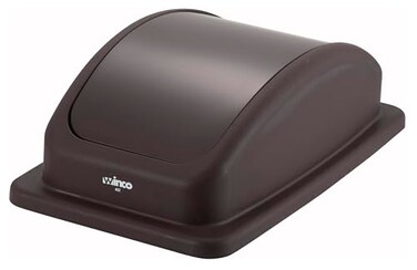 Winco Cover for PTC-23B, Medium, Brown, Plastic, Manual-Lift, Trash Can