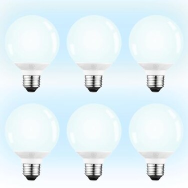 TORCHSTAR 6-Pack G25 LED Light Bulbs, 5W 450LM, Dimmable, 5000K