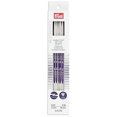 Prym Pyrm Ergonomics 8-Inch Double-Point Knitting Needle, Size 8 ,5-Pack