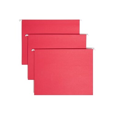 Smead Hanging File Folders with Tabs, Letter Size, Red, 25 Count