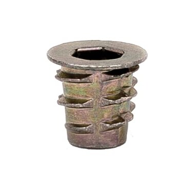E-Z LOK Threaded Insert for Soft Wood, Zinc Hex-Flanged Thread Inserts 10-24 Internal Threads, 0.394" Length Pack of 10
