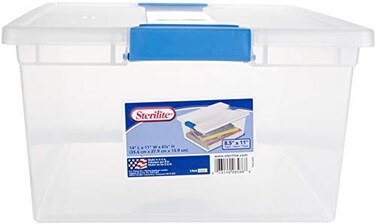 Sterilite Deep Clip Box, Stackable Small Storage Bin with Latching Lid, Plastic Container to Organize Paper, Office, Home, Clear Base and Lid, 1-Pack