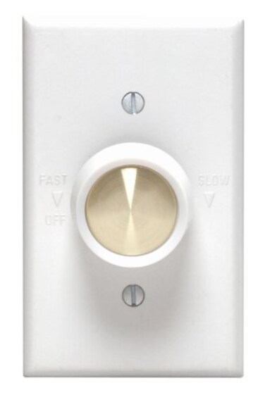 Leviton Full Range Variable Fan Speed Control, 120 Vac, 60 Hz, 5 A, Switch, 612-6616-W, White