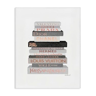 Stupell Industries GreyPeach Bookstack'Canvas Art