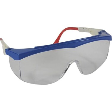 MCR Safety TK130 Tomahawk Polycarbonate Clear Lens Safety Glasses with Red/White/Blue Frame, 1 Pair
