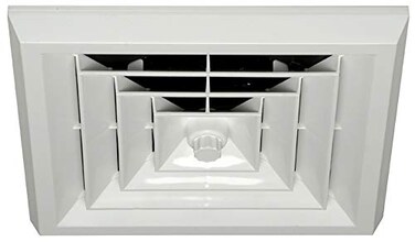QUICK CONNECT HaVACo Quick Connect 12" Square Ceiling Diffuser with 8"-7"-6" Reducing Boot, ABS Plastic Grille, 4-Way Deflection Ceiling Diffuser for Air Vent, Home Improvement, White
