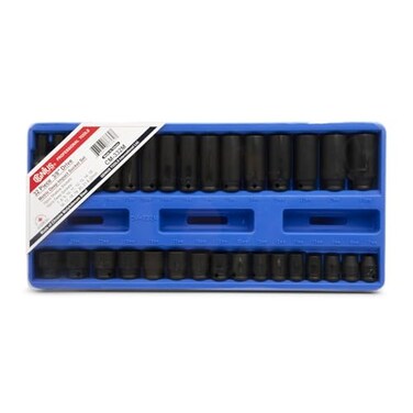 Genius Tools 32 Piece 3/8" Dr. Metric Deep Impact Socket Set CM-332M - Includes 3/8" Deep and Standard Impact Sockets Size 6mm - 22mm