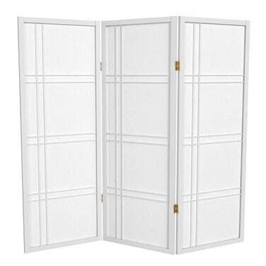 Red Lantern 4 ft. Short Double Cross Shoji Screen - White - 3 Panels