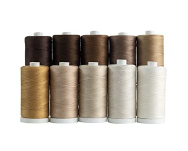 Connecting Threads 100% Cotton Thread Sets - 1200 Yard Spools ,Set of 10 - Neutral
