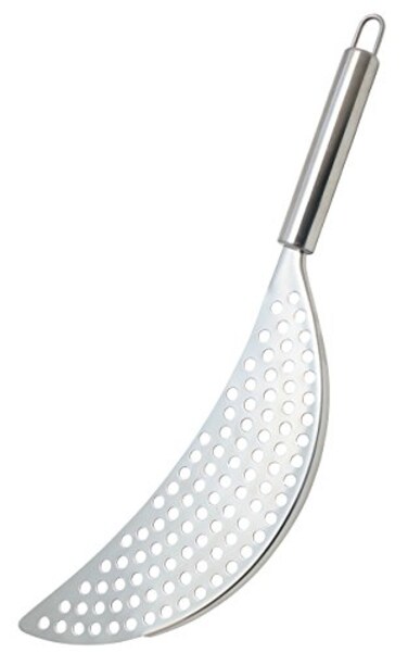 KitchenCraft Stainless Steel Half-Moon Pan Strainer/Pot Drainer, Silver
