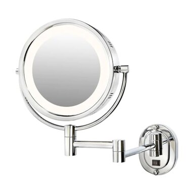 JERDON Hardwired Wall-Mount Makeup Mirror - 5X/1X - Chrome - HL65CD