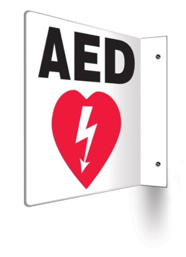 AccuformNMC PSP708 Projection Sign 90D, "AED" with Graphic, 8" x 8" Panel