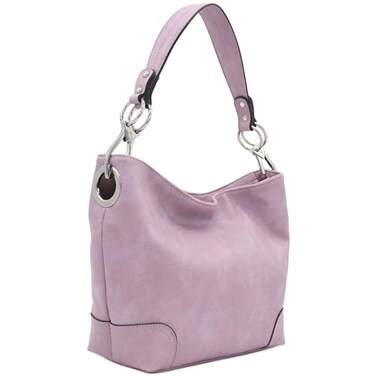ALYSSA Hobo Shoulder Bag with Big Snap Hook Hardware ,Lilac