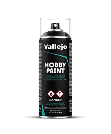 Vallejo - Hobby Paint Spray Basic PrimerBlack 400 ml. ,13.52 fl.oz.Perfect Matt and Self Levelling Finish