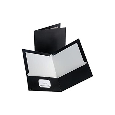 Staples 2-Pocket Laminated Presentation Folders, Black, 10-Pack