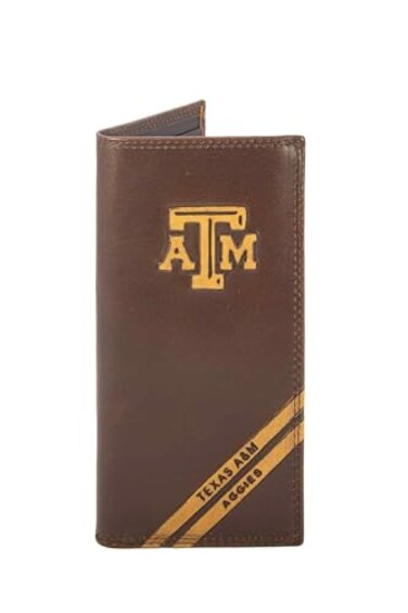 ZEP-PRO NCAA Texas AM Aggies Zep-Pro Pull-Up Leather Trifold Embossed Wallet, Brown
