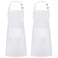 Syntus 2 Pack Adjustable Bib Apron Thicker Version Waterdrop Resistant with 2 Pockets Cooking Kitchen Aprons for Women Men Chef, White