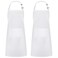 Syntus 2 Pack Adjustable Bib Apron Thicker Version Waterdrop Resistant with 2 Pockets Cooking Kitchen Aprons for Women Men Chef, White