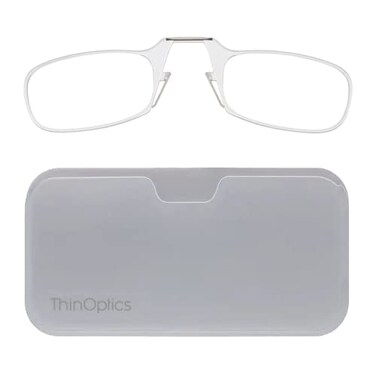 ThinOptics Pod Reading Glasses - Slim Armless Pocket Readers - White, Clear 2.5x
