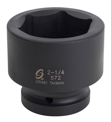 SUNEX TOOLS 572 1" Drive Standard 6 Point Impact Socket 2-1/4