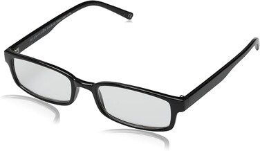 Foster Grant Men's Carter Rectangular Reading Glasses, Black/Transparent, 51 mm,1.25