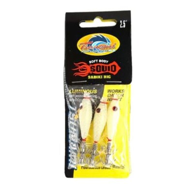 TSUNAMI SOFT BODY 3 PIECES SQUID RIGS 2.5'' GLOW