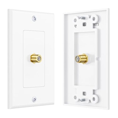 Cable Matters 2-Pack 1-Port TV Cable Wall Plate, Coax Wall Plate, White