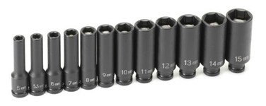 Grey Pneumatic ,9712MDG1/4" Drive 12-Piece Deep Metric Magnetic Impact Socket Set