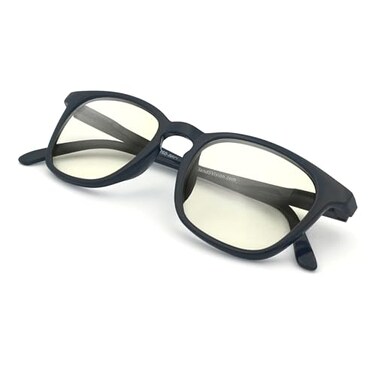 JS Blue Light Blocking Glasses, Puhou Square Black Frame, LCD Lens