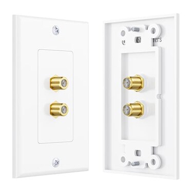 Cable Matters 2-Pack 2-Port TV Cable Wall Plate, Coax Wall Plate, White