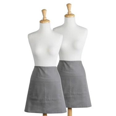 DII Everyday Basic Kitchen Collection, Plus Size Apron, Gray