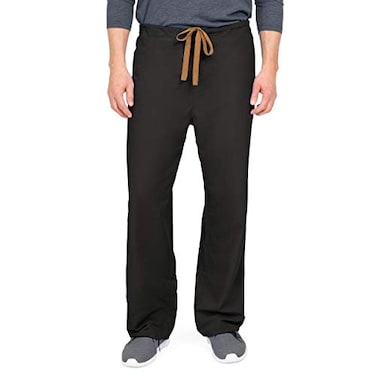 Medline 800DKWM-CA PerforMAX Unisex Reversible Front-Drawstring Scrub Pants, Black, Size Medium, Regular Inseam