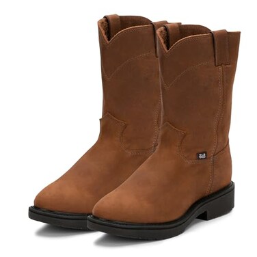 Justin Conductor 10" Men's Pull-On Work Boots, Hazel - 12EE