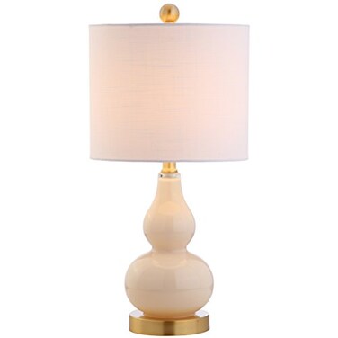JONATHAN Y Anya Gourd Glass Table Lamp 20.5", Ivory