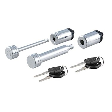CURT 23527 Trailer Lock Set for 2-Inch Receiver, 2-1/2-Inch Coupler Latch Span, ChromeBlack