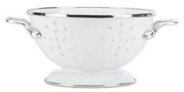 Golden Rabbit Enamelware Petite Colander, 1 quart, Solid White Textured