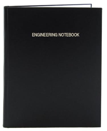 BookFactory A4 Engineering Notebook, 5mm Grid, Black, Hardbound, 96 Pages
