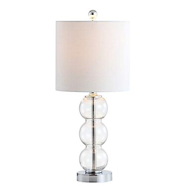 JONATHAN Y February 21" Stacked Sphere Table Lamp, Clear/Chrome