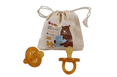 Sweetie Rubber Pacifier Natural Rubber Pacifier Rounded 2 Count ,Small 0-6