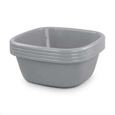 Lesbin 12-Quart Square Wash Basin 4-Pack, Gray